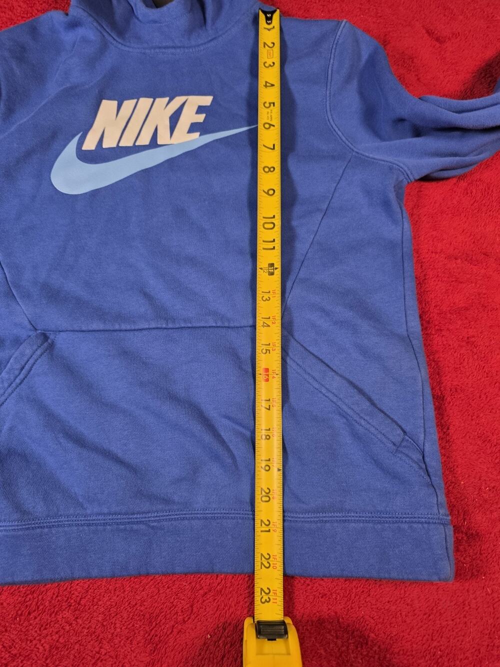 Nike Hoodie Blue Pullover Sweatshirt Swoosh Logo Youth XL Womens Small